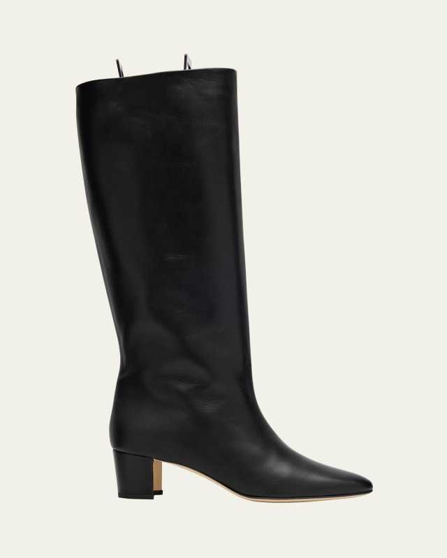 Myra Leather Kitten Heel Boots